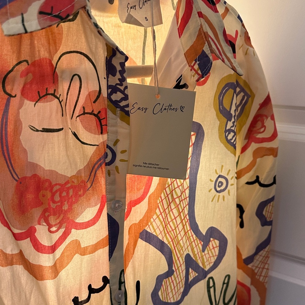 Colorful Abstract Print Button-Up Shirt - Picture 3 of 3